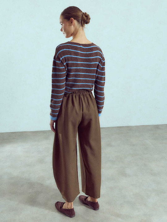 Celestino Pantaloni Damă Balloon Loose Fit Maro Închis