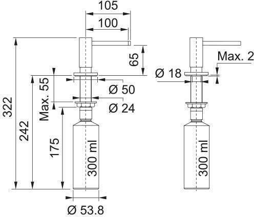 Franke Active Dispenser από Ανοξείδωτο Ατσάλι 300ml