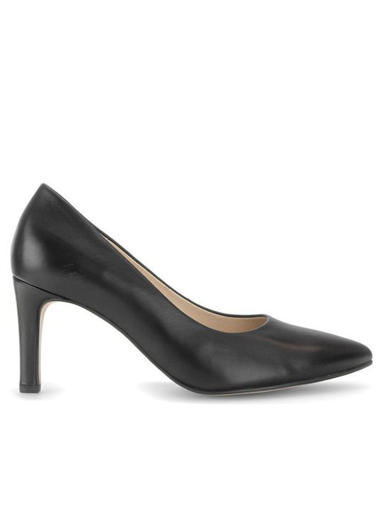 Schwarze Spitze Lederpumps