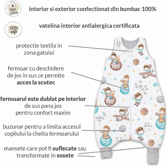 Kidizi Sac de dormit de primăvară cu picioare 1 tog gri