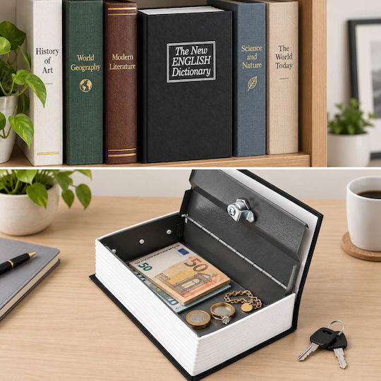 Метална Книга-сейф с Ключалка, Черна Booksafe Kbs-801 Homesafe