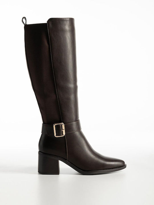 Women's Boots with Medium Heel Brown X27-301-3029-BROWN