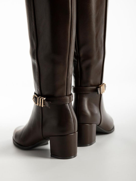 Damenstiefel mit Mittelhohem Absatz Braun X27-301-3025-BRAUN