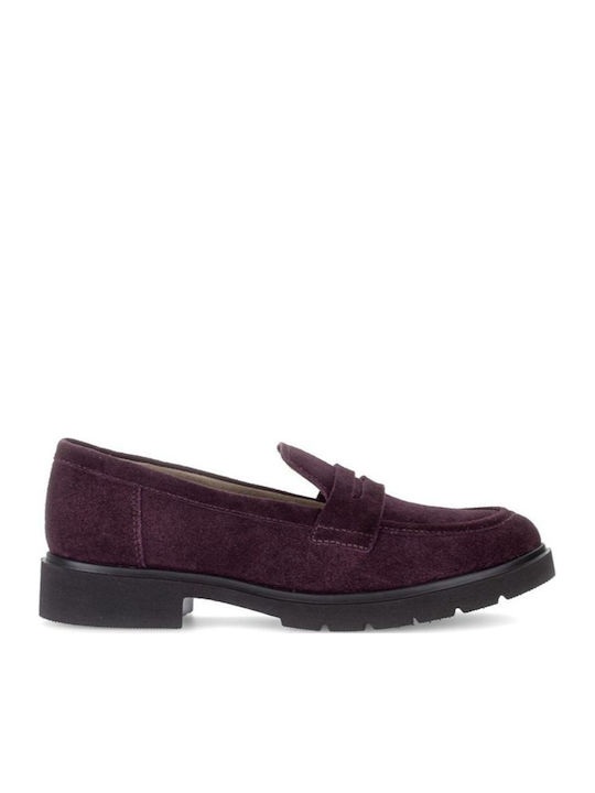 Loafers de Damă din Piele, de Culoare Vișinie