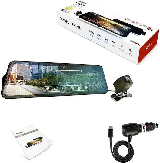 Xblitz Комплект Огледало с Автомобилна DVR Камера 4K с 9.66" Дисплей Wi-Fi и Задна Камера