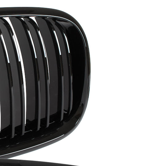 Bmw X5 E70 06-13 Grilles Between Headlights Kidneys Left + Right Set Black Glossy Double Bar