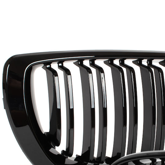 Bmw 3 E46 Fl 01-15 Sedan Wagon Grille Between Headlights Kidneys Left + Right Set Black Glossy Double Bar