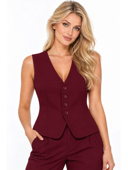 Women's Burgundy Vest WB-61997-27VE-BURGUNDY