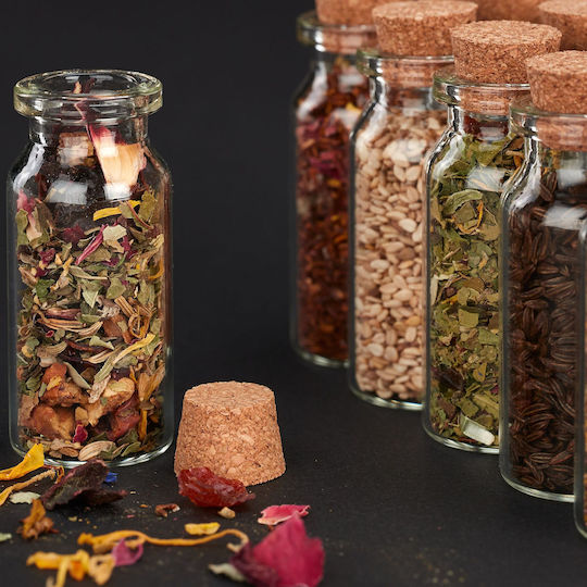 Set 72 Mini Glass Bottles Cork Stoppers Relaxdays Transparent 5.5 × 2 Cm 10 Ml