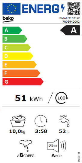 Beko Пералня 10 kg 1200 оборота BMWU31021W