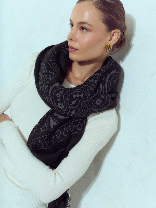 Celestino Damen Strickstola mit Paisleymuster Schwarz
