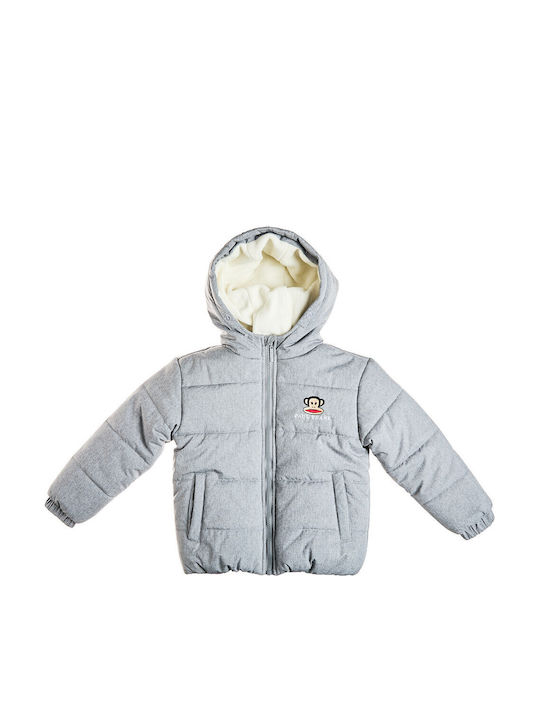 Kids’ Short Grey Fur Coat with Lining & Hood