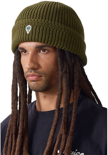 Men's Beanie with Rib Knit in Khaki