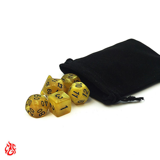Set de zaruri muștar cu numere negre și săculeț pentru RPG Dungeons & Dragons Pathfinder jocuri de război
