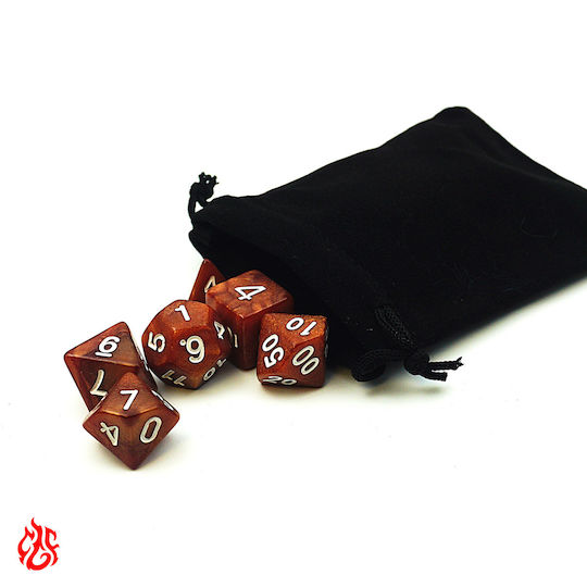 Set de zaruri maro deschis cu săculeț RPG Dungeons & Dragons Pathfinder Wargames