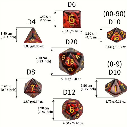 Set de Zaruri Muștar cu Numere Albe și Săculeț RPG Dungeons & Dragons Pathfinder Jocuri de Război