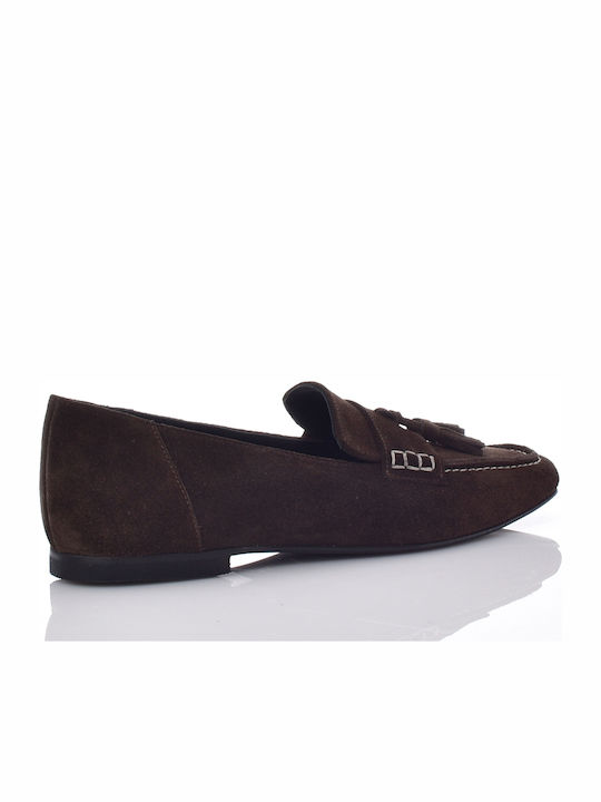 Damen-Loafer aus Wildleder in Braun