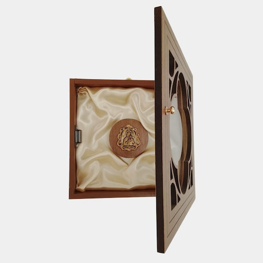 WoodStudio Square Wooden Brown Wall Wedding Crown Case 27x27 cm