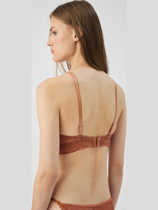 Triangular Women's Bralette with Removable Padding in Terracotta Shade Triangular Women's Bralette with Removable Padding in Terracotta Shade