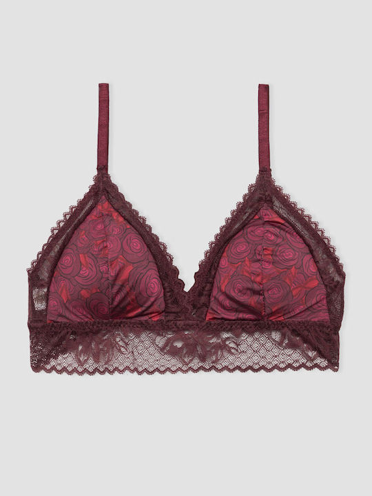 Triangle Women's Bralette with Removable Padding in a Burgundy Shade