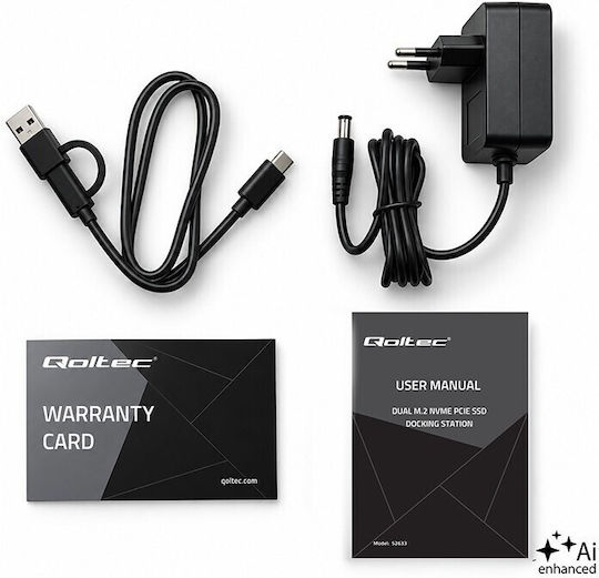 Qoltec M.2 Nvme Ssd Docking Station Pcie Dual 2 X 8 Tb Usb-c 3.2 10 Gb S Offline Cloning