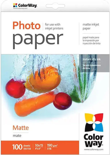 ColorWay Fotopapier Matt 10 × 15 cm 190 g/m² 100 Blatt