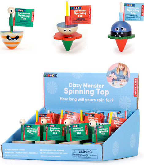 Kikkerland Holzkreisel Dizzy Monster (Verschiedene Designs)