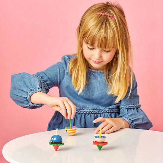 Kikkerland Holzkreisel Dizzy Monster (Verschiedene Designs)