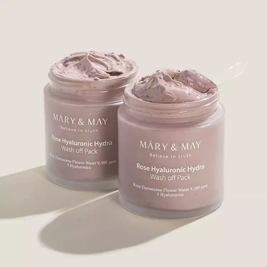 Mary&may Rose Hyaluronic Hydra Wash Off Pack 125g Μάσκα Προσώπου Έντονη Ενυδάτωση Λάμψη