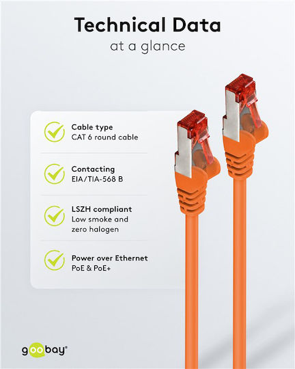 Goobay S/FTP Кат.6 Кабел за Ethernet мрежа 1.5м Оранжев 1бр