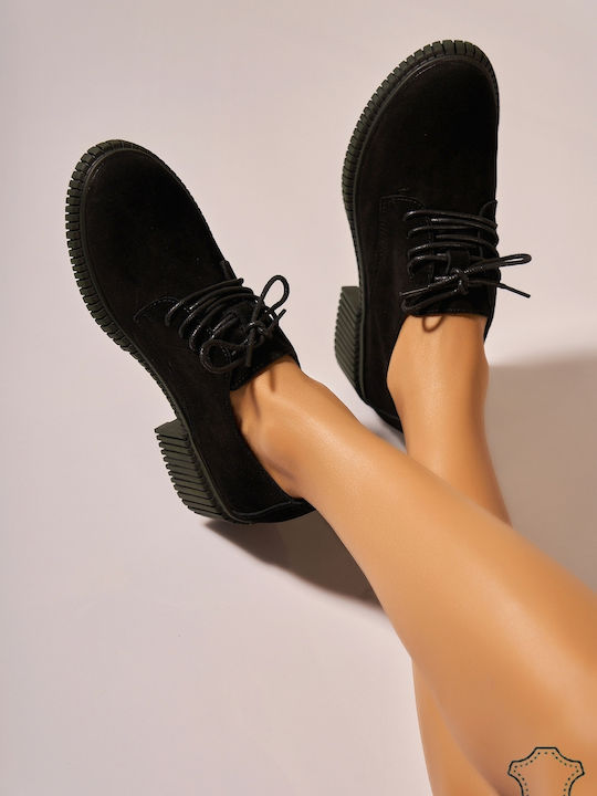 Vesya2 Damen-Oxfords aus schwarzem Wildleder