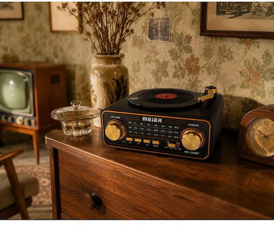 Meier MD-1320BT Retro Επιτραπέζιο Ραδιόφωνο Επαναφορτιζόμενο με Bluetooth και USB Μαύρο