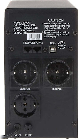 East EAST UPS1200 LED UPS Line-Interactive 1200VA 720W cu 3 Schuko Prize