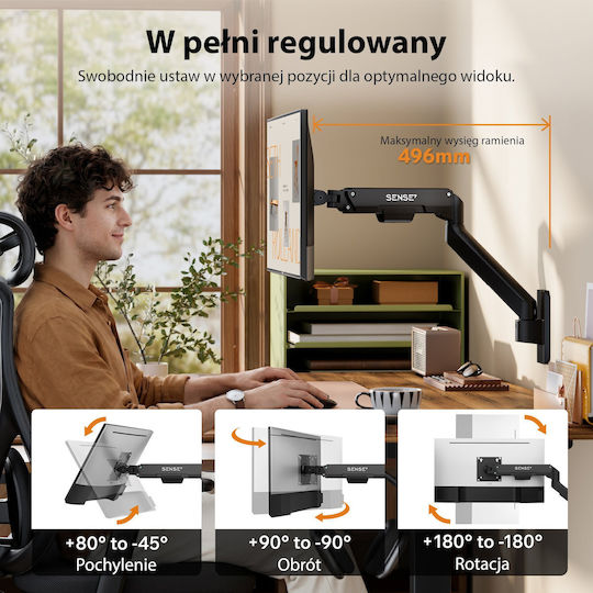 SENSE7 Επιτοίχια Βάση Οθόνης έως 32" με Βραχίονα (223343)