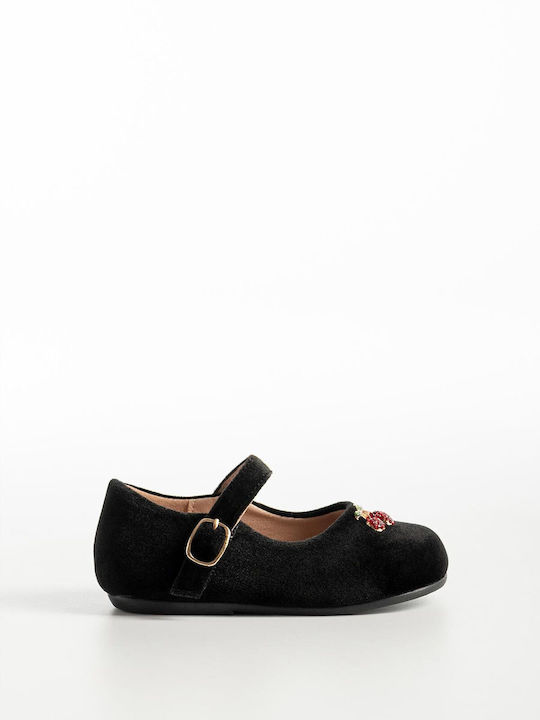 Kids Ballerinas with Hook and Loop Closure Black PX27-350-BB-633S-BLACK