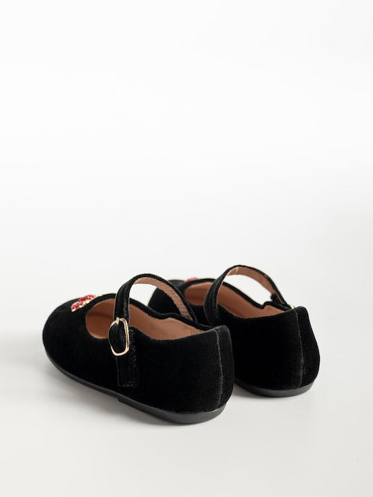 Kids Ballerinas with Hook and Loop Closure Black PX27-350-BB-633S-BLACK