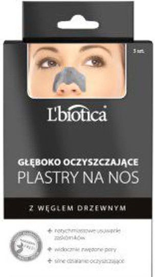 L'biotica Почистващи лентички за нос с въглен 3 чифта