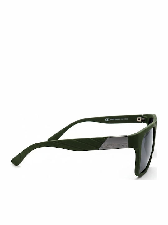 Men’s Sunglasses with Black Horn-Rimmed Frame and Black Lens