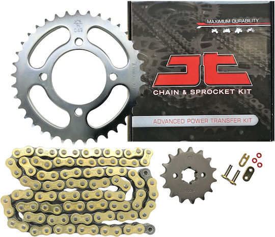 Chain and Sprockets 428HRO 37T 15T Yamaha Crypton 105 Gold O-Ring JT Black Gold