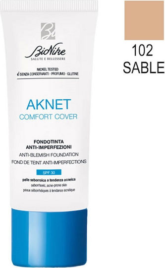 Bionike Aknet Comfort Cover Лилаво/бяло SPF30 102 Sable 30мл