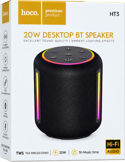 Hoco HT3 Platinum Ηχείο Bluetooth 20W με Διάρκεια Μπαταρίας έως 5 ώρες Μαύρο