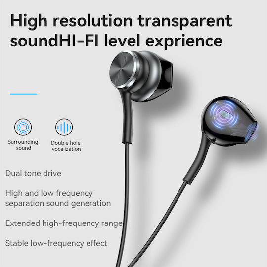 Yesido Yh40 Căști Handsfree In-Ear cu Mufă de 3,5 mm Negre