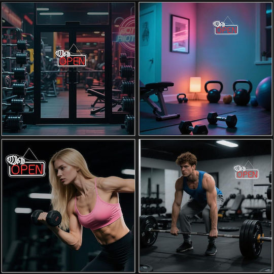 Neon Διακοσμητικό Φωτιστικό Gym Open LED 40x30εκ.