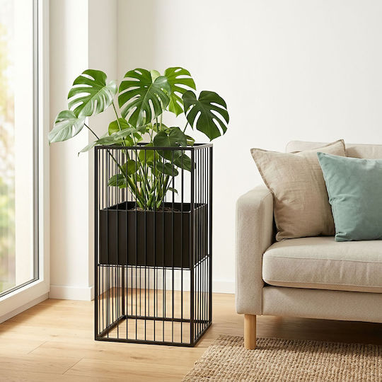Relaxdays Βάση Γλάστρας Μεταλλική Μαύρη 61x30.5x30.5εκ.