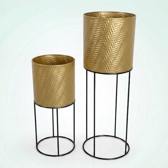 Relaxdays Pflanzenständer Metall Gold