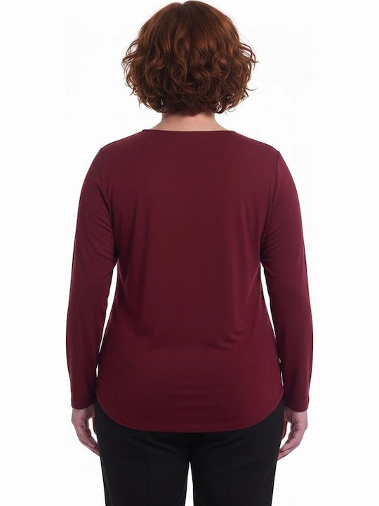 Women's Leather Burgundy Blouse