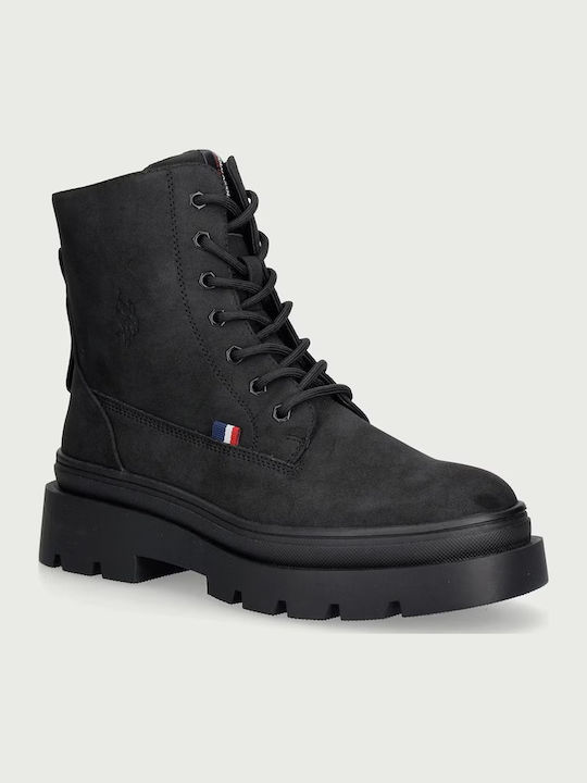 Damen-Kampfstiefeletten mit Mittelhohem Absatz Schwarz