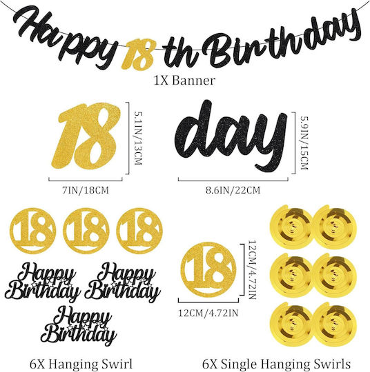 Dekorationsset zum 60. Geburtstag mit Banner und Ballons in Schwarz und Gold Set