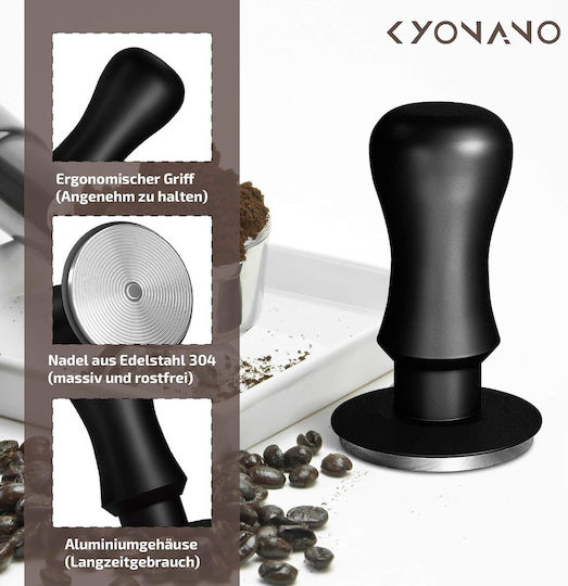 Espresso Πατητήρι με Επίπεδη Επιφάνεια 51mm σε Μαύρο Χρώμα