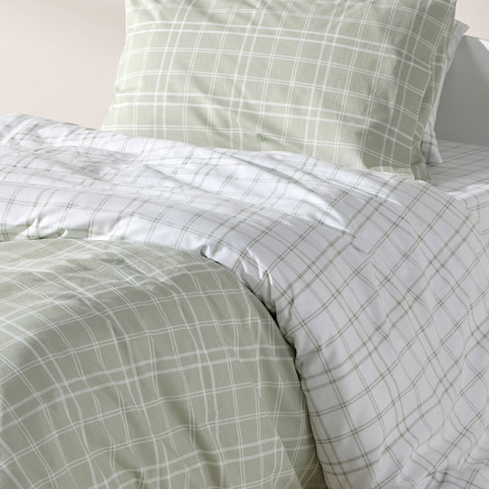 Kentia Jinu Single Fitted Sheet Set 90x200+35cm Light Green - White (3pcs)